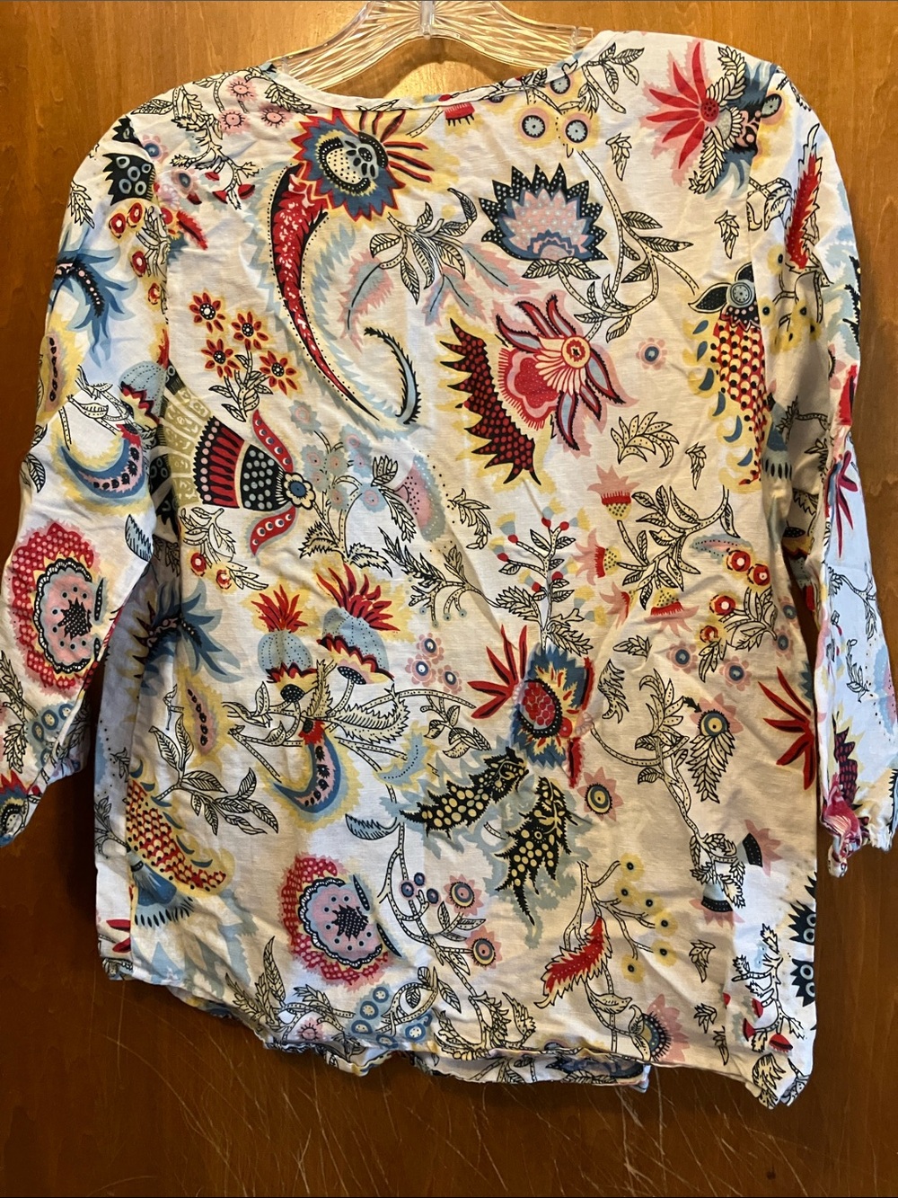 Hester & Orchard  Floral Paisley 3/4 Sleeve Top Size Small  Linen Blend - Picture 3 of 5